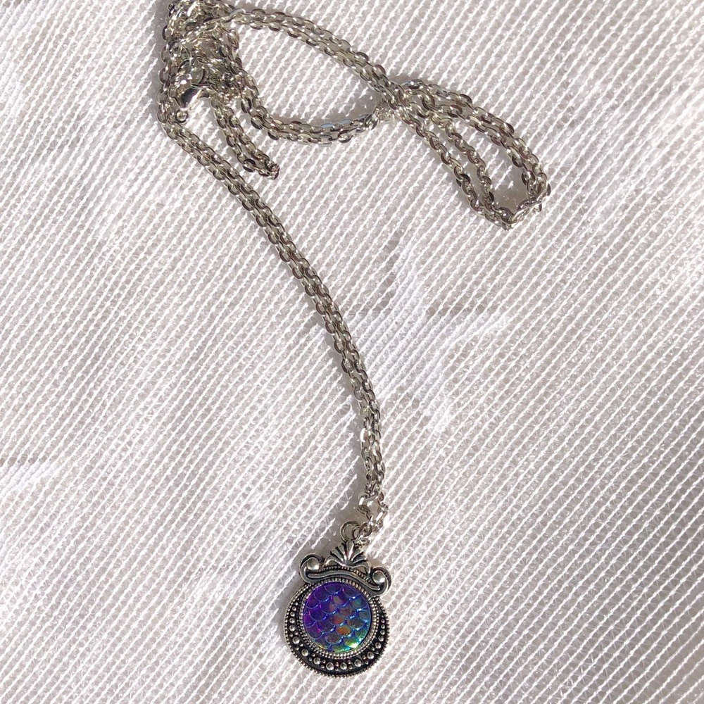 Mermaid Scales Necklace Iridescent Blue Green